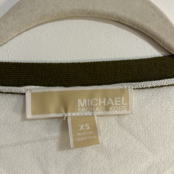 Michael Kors Olive White Cardigan Striped Long Sleeve - Picture 2 of 2